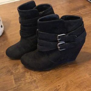 Suede wedge booties